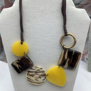 Lemon and Brown Boho  Necklace